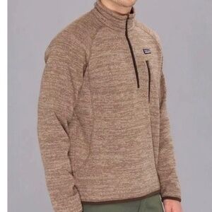 Patagonia Better Sweater Quarter Zip Fleece Lined Pullover In Brown - Size M